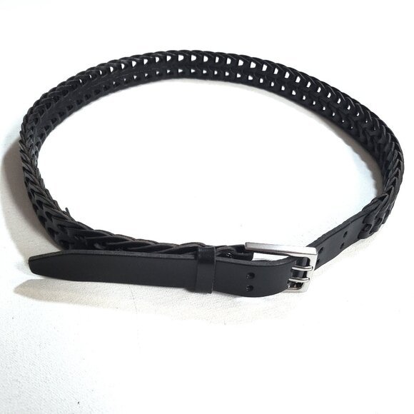 Rag & Bone Mini Woven Leather Belt Small Black - Picture 3 of 9